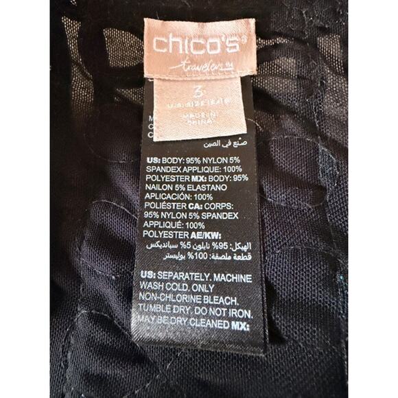 Chico’s Travelers Turquoise Embroidered Mesh Jacket Cardigan – Size 3 - Picture 5 of 5